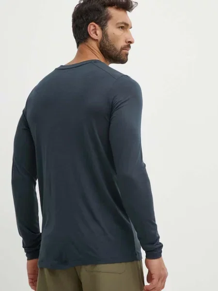 Sportovní tričko s dlouhým rukávem Fjallraven Abisko Wool tmavomodrá hladký