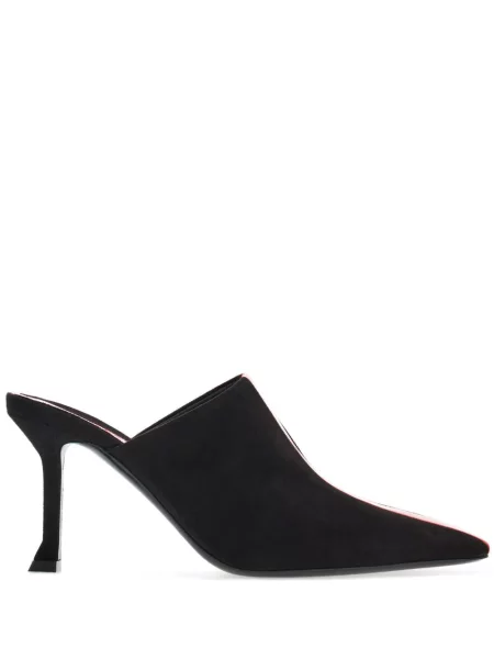 Papuci tip mules Ferragamo din piele de căprioară cu dungi negru