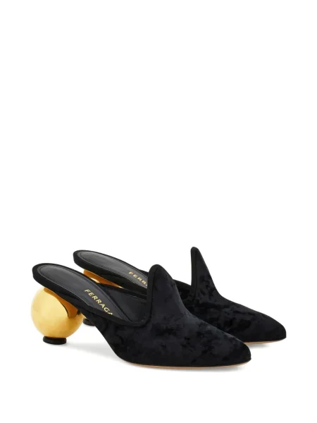 Papuci tip mules Ferragamo din piele negru