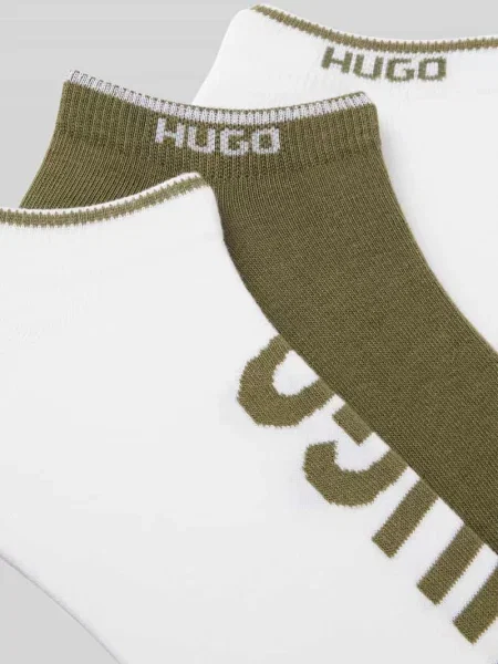 Skarpety do sneakersów z mieszanki bawełny w zestawie 3 szt. Hugo oliwkowe