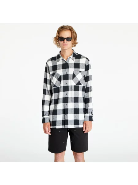 Риза Urban Classics Long Oversized Checked Shirt Black/ White S бяло
