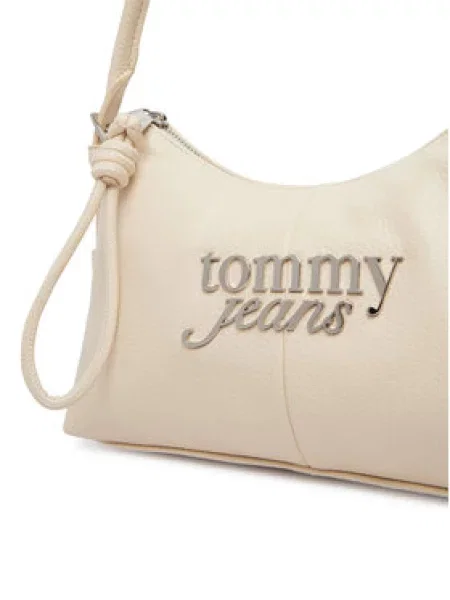 Tommy Jeans Torbica Metal Logo Shoulder Bag Bijela bež