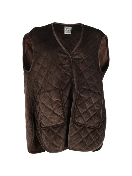 Pikowana kamizelka Toteme sztruksowa brązowa