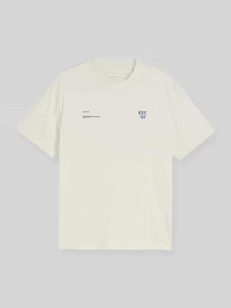 T-shirt o kroju relaxed fit z czystej bawełny Tom Tailor Denim biała