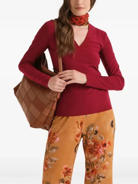 Lung tricou Maliparmi cu decolteu în V roșu