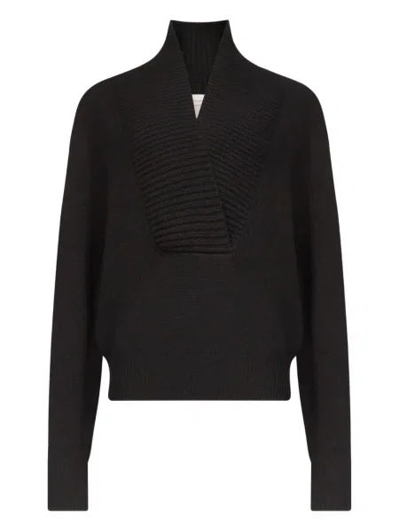 Pulover Loulou De Saison cu decolteu în V negru