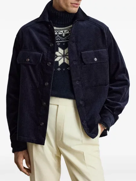 Geacă cămașă Ralph Lauren Purple Label de catifea cord albastru