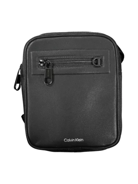 Lniana torba na ramię Calvin Klein czarna