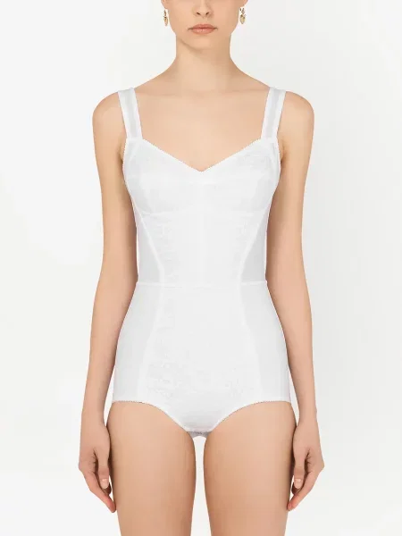 Body Dolce And Gabbana koronkowy z gorsetem biały