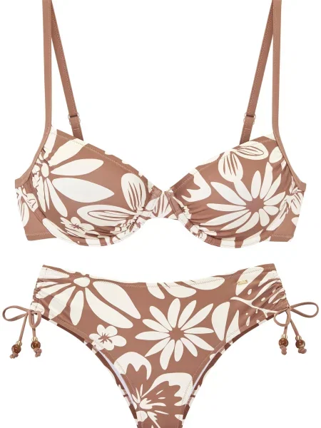 FRENCH CONNECTION Sutien costum de baie crem maro