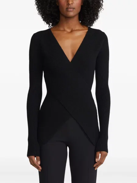 Top Ralph Lauren Collection cu decolteu în V negru