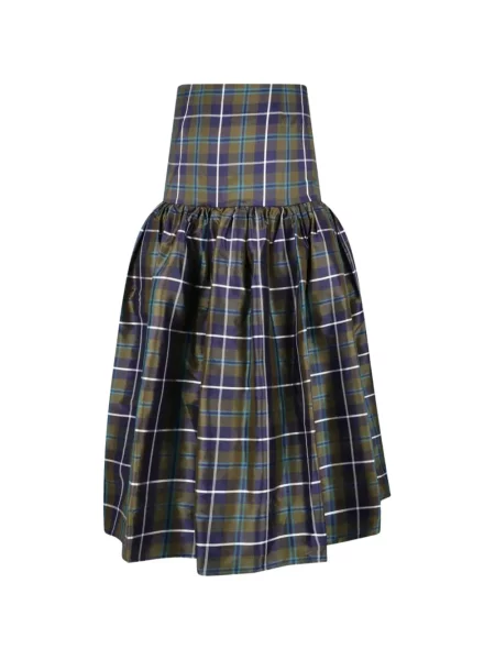 Fustă midi Paloma Wool de lână în carouri cu imagine verde