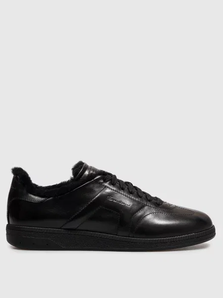 Шкіряні кросівки на хутрі Santoni чорні