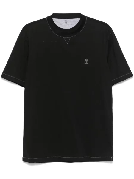 Tricou Brunello Cucinelli cu broderie negru