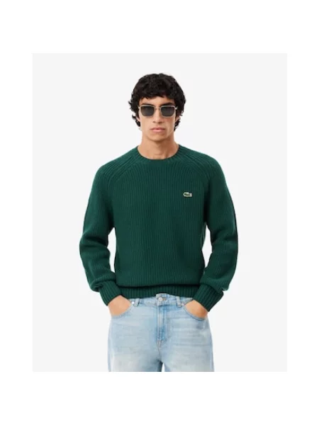 Sweter Lacoste wełniany zielony