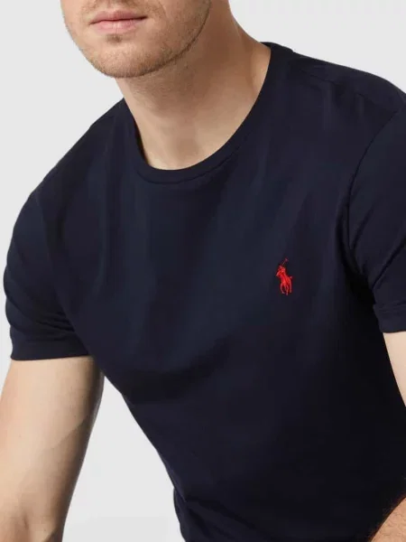 T-shirt o kroju custom slim fit z wyhaftowanym logo Polo Ralph Lauren granatowa