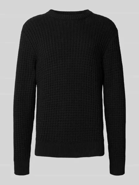 Sweter z dzianiny o kroju regular fit z czystej bawełny ekologicznej model ‘TOM’ Selected Homme czarny