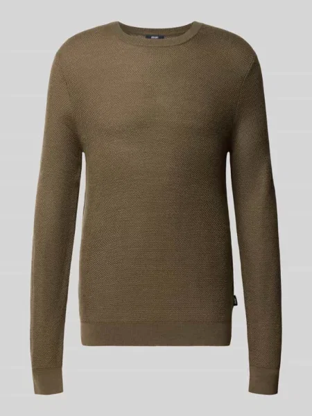 Sweter z dzianiny z mieszanka wełny model Bennino' Joop! Collection oliwkowy