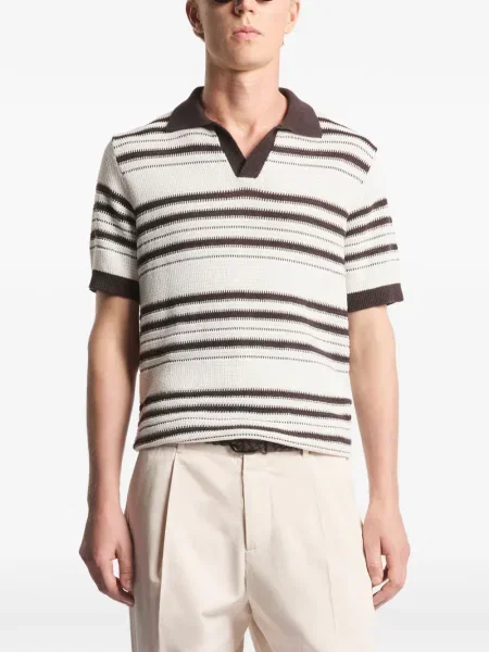 Ριγέ πλεκτό polo Fay λευκό