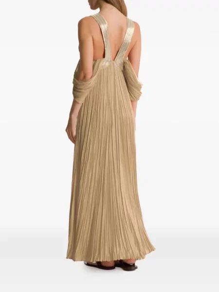 Rochie maxi Alberta Ferretti cu decolteu în V plisată de costum