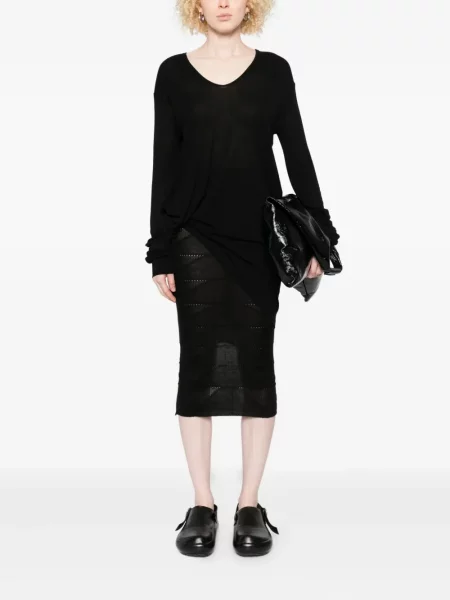 Fustă Rick Owens de lână cu imprimeu geometric