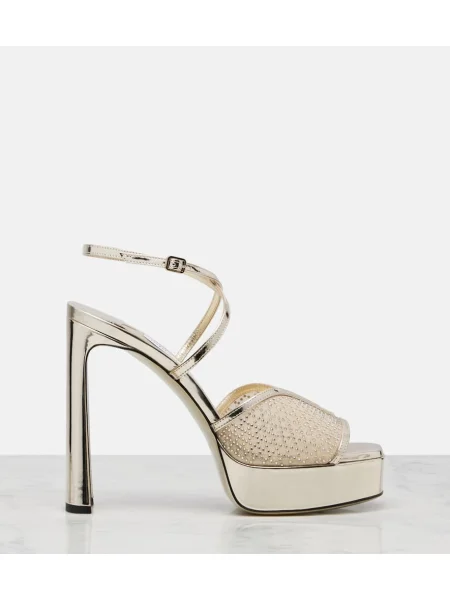 Sandale Jimmy Choo din piele cu platformă auriu