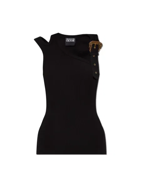 Top Versace Jeans Couture na ramiączkach czarny