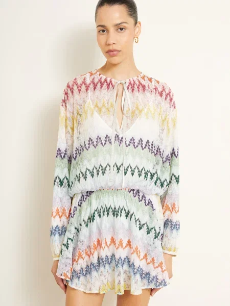 Missoni Sukienka Plażowa Z Brokatową Przędzą weiss zielona