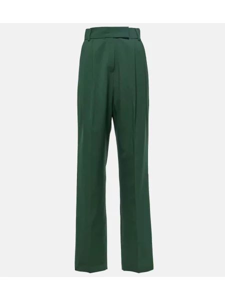 Pantaloni The Frankie Shop cu talie înaltă verde