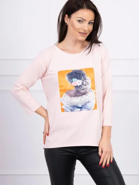 Bluză Kesi din dantelă roz