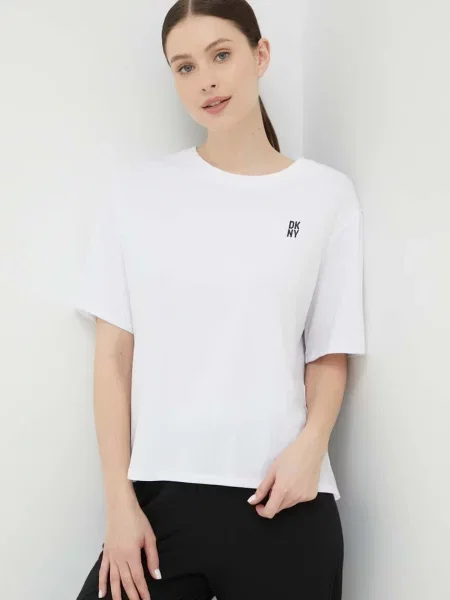 Горнище на пижама с къси ръкави Dkny бяло