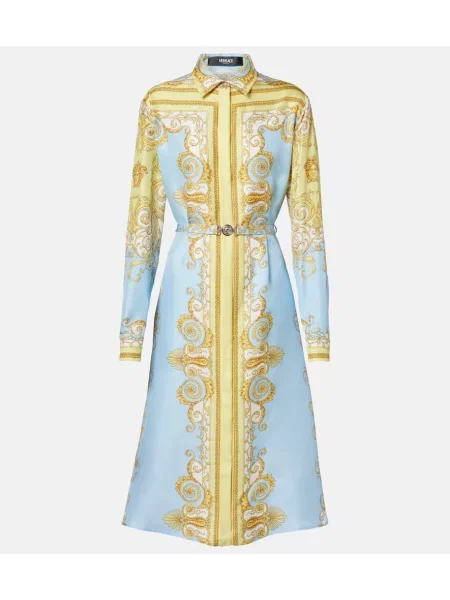 Svilena obleka midi obleka Versace nad koleni