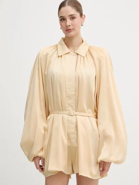 Rotate salopetă pentru femei cu vâscoză galben