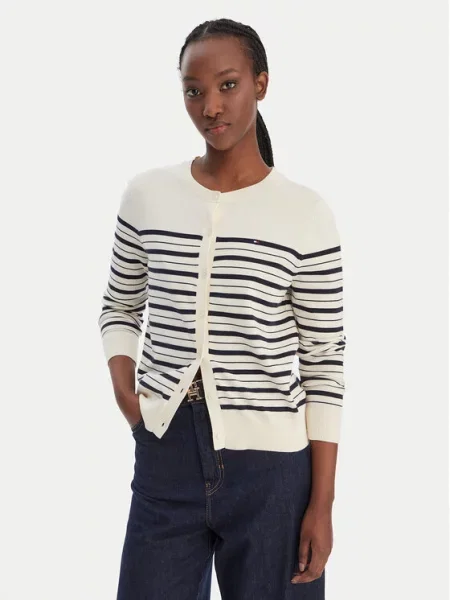 Tommy Hilfiger Kardigan Kobiety biały|niebieski w paski S beżowy