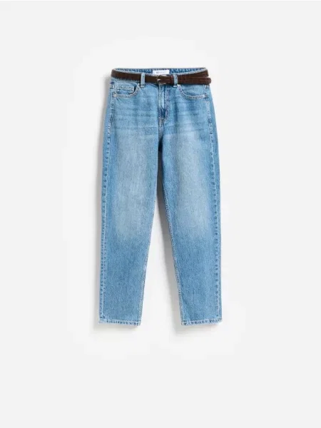Reserved Blugi mom slim cu curea albastru