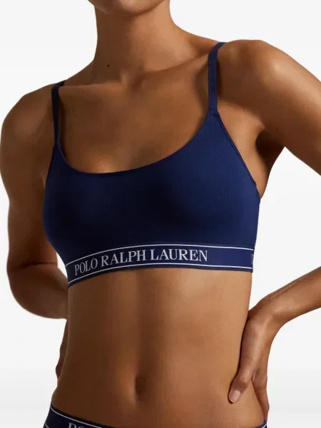 Koszulka polo Polo Ralph Lauren zamszowa na sprzączkę w paski niebieska