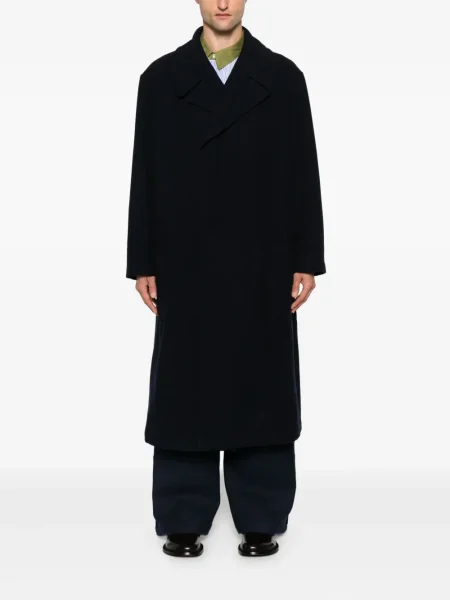 Dvouřadý kabát Yohji Yamamoto modrý
