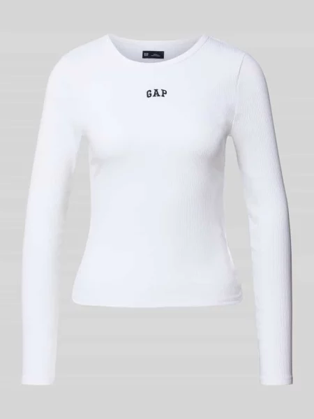 Bluzka z długim rękawem z wyhaftowanym logo Gap biała