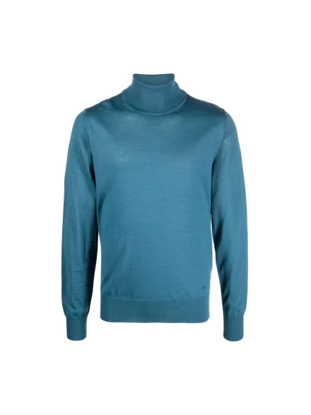 Dzianinowy golf Emporio Armani z wysokim kołnierzem zielony