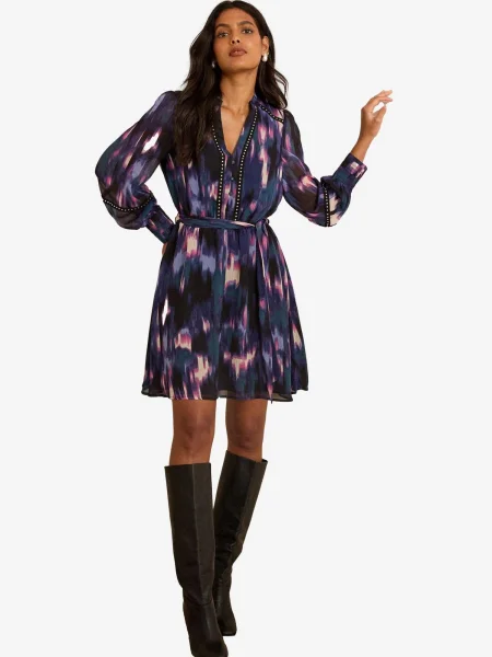 Love & roses Obleka Notch modra / lila / roza / črna bela