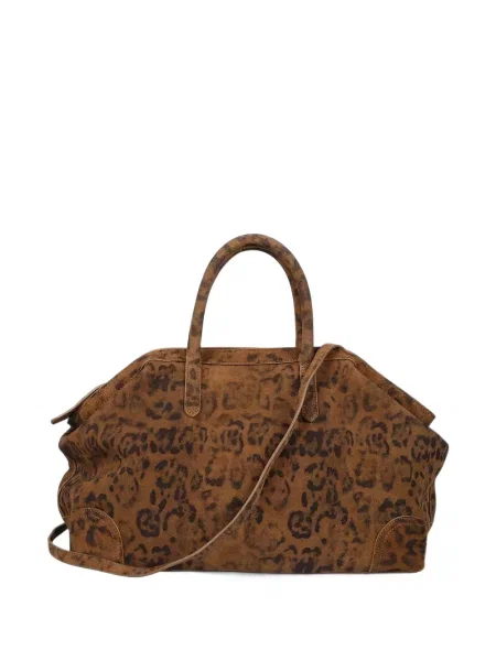 Geantă shopper Ash din piele de căprioară cu imagine cu model leopard maro