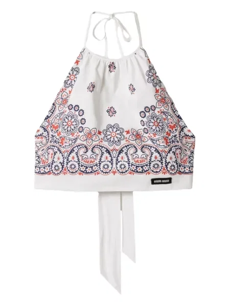 Cropp top Miu Miu cu model paisley alb