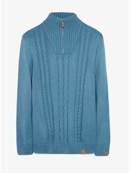 Sweter ze wzorem w warkocze niebieski