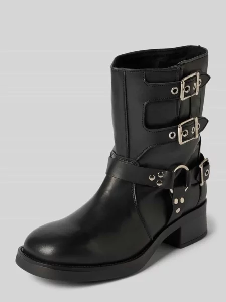Steve Madden botki skórzane Becase na płaskim czarny