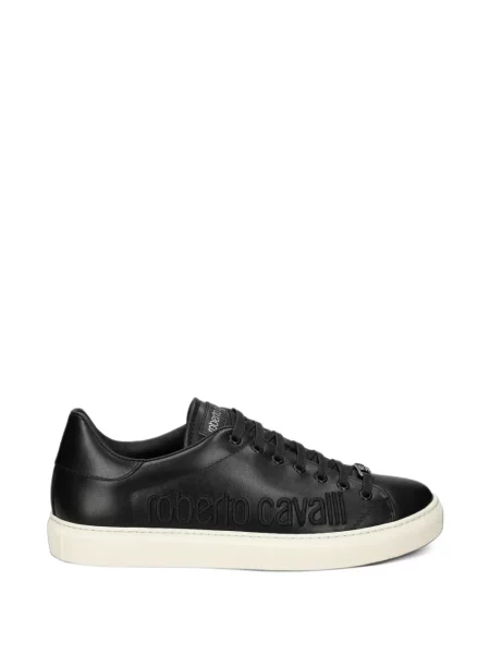 Sneakerși Roberto Cavalli din piele cu autograf negru