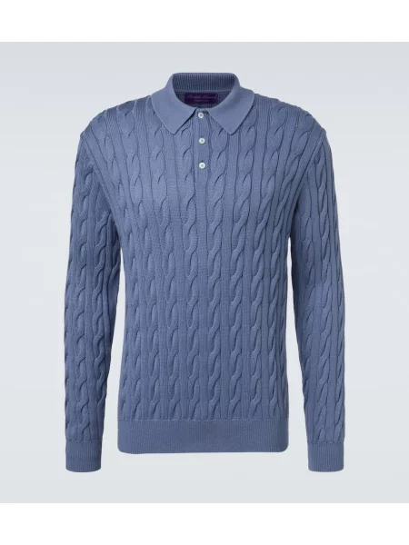 Pulover Ralph Lauren Purple Label de mătase albastru