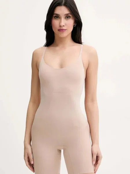 Оформящо боди Calvin Klein Underwear с изчистен дизайн бежово
