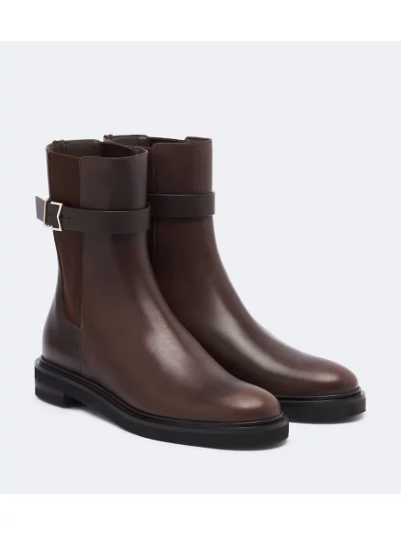 Cizme scurte Max Mara din piele maro