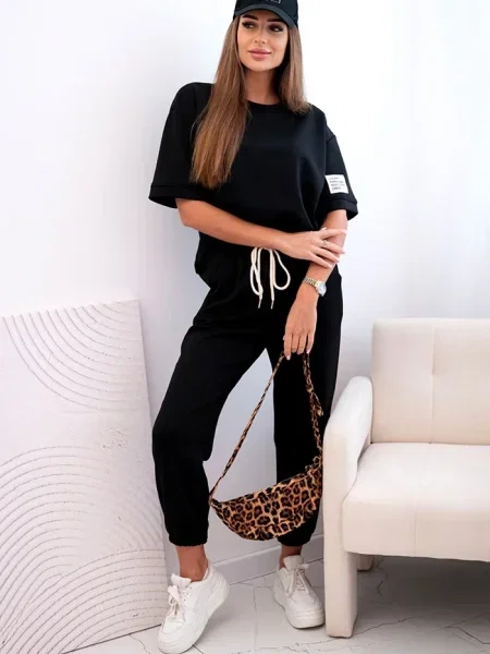 Pantaloni Kesi Włoski cu mâneci scurte scurte negru