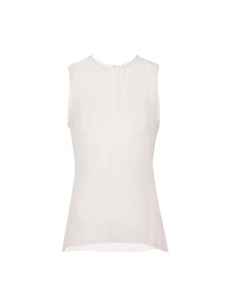 Jedwabny przezroczysty top Ami Paris bez rękawów biały